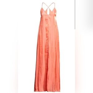 Orange Pleated A-Line Maxi Skirt for Resort Wear